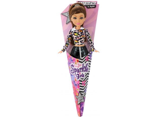 عروسک قیفی Sparkle Girlz مدل Fashion (با لباس پلنگی), image