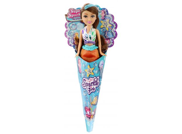 عروسک قیفی پری دریایی Sparkle Girlz مدل Mermaid (با دامن نارنجی), image