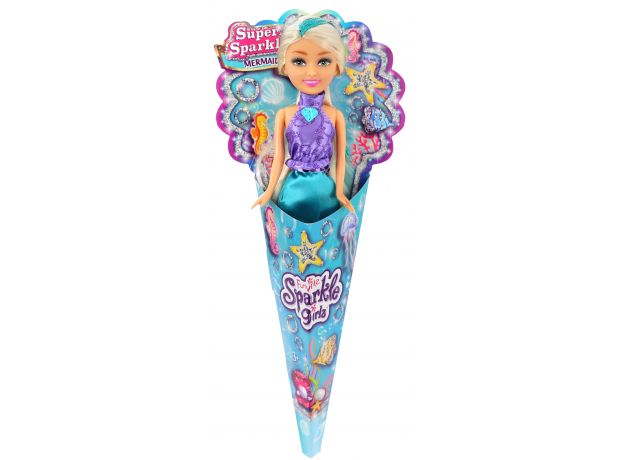 عروسک قیفی پری دریایی Sparkle Girlz مدل Mermaid (با دامن آبی), image