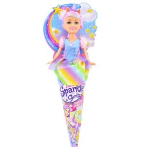 عروسک قیفی یونیکورن Sparkle Girlz مدل Rainbow Unicorn (با موی صورتی), image