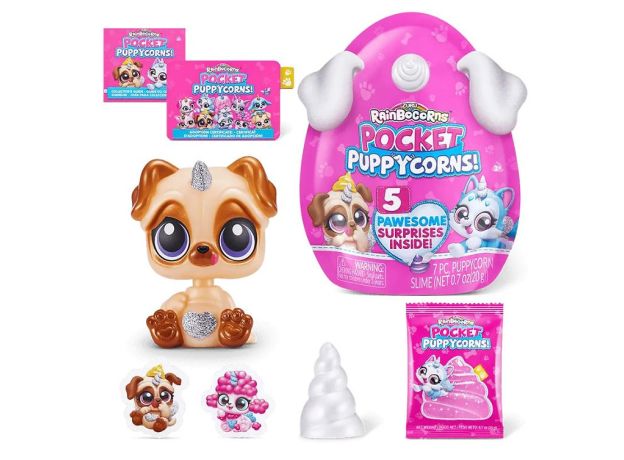 عروسک سورپرایزی رینبوکورنز RainBocoRns سری Pocket Puppycorns 5 سورپرایزی با شاخ نقره ای, تنوع: 9285SQ1-Silver, image