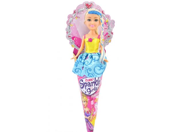 عروسک قیفی پرنسسی Sparkle Girlz مدل Princess (با لباس زرد و آبی), image