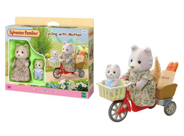 ست مادر و فرزند به همراه سه چرخه عروسک های Sylvanian Families, image