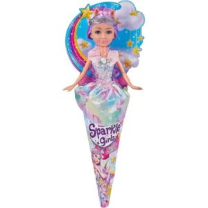 عروسک قیفی یونیکورن Sparkle Girlz مدل Unicorn Princess با موهای بنفش و شاخ بنفش
