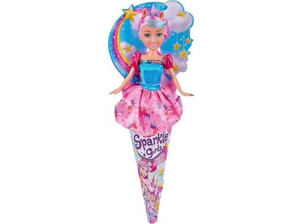 عروسک قیفی یونیکورن Sparkle Girlz مدل Unicorn Princess با موهای صورتی و شاخ صورتی, image