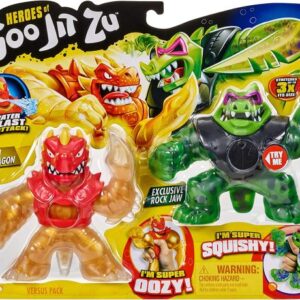 پک دو تایی عروسک های فشاری گو جیت زو Goo Jit Zu مدل Golden Blazagon و Exclusive Rock Jaw