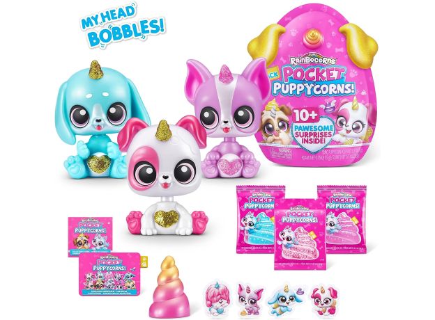 عروسک سورپرایزی رینبوکورنز RainBocoRns سری Pocket Puppycorns 10 سورپرایزی با شاخ صورتی, تنوع: 9284SQ1-Pink, image