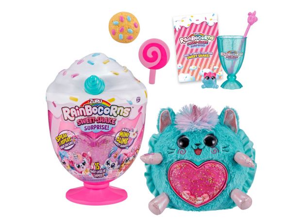 عروسک سخنگوی سورپرایزی رینبوکورنز RainBocoRns سری Sweet Shake با شاخ سبز, image