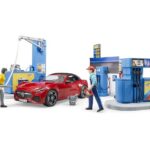 ست پمپ بنزین و کارواش bworld و ماشین Roadster برودر Bruder, image