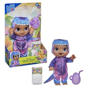 عروسک بیبی الایو مدل Dino Cuties با لباس بنفش