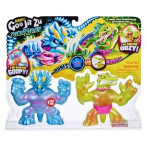پک دو تایی عروسک های فشاری گو جیت زو Goo Jit Zu سری Dino X-Ray مدل Tritops و Shredz