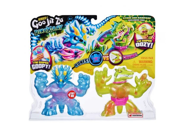 پک دو تایی عروسک های فشاری گو جیت زو Goo Jit Zu سری Dino X-Ray مدل Tritops و Shredz, image
