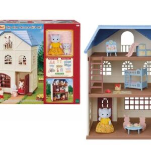 خانه 3 طبقه Blue Terrace همراه با عروسک مادر و فرزند Sylvanian Families