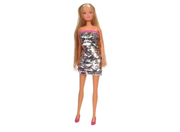 عروسک 29 سانتی Steffi Love با لباس پولکی نقره‌ای, تنوع: 105733366-Swap Fashion Silver, image