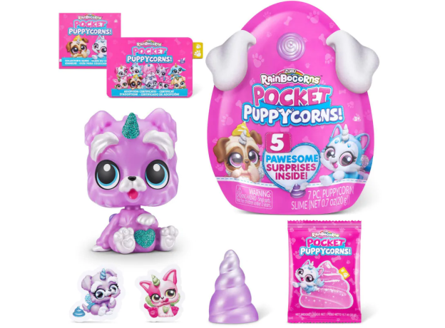 عروسک سورپرایزی رینبوکورنز RainBocoRns سری Pocket Puppycorns 5 سورپرایزی با شاخ بنفش, تنوع: 9285-purple, image