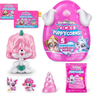 عروسک سورپرایزی رینبوکورنز RainBocoRns سری Pocket Puppycorns 5 سورپرایزی با شاخ صورتی