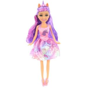 عروسک قیفی یونیکورن Sparkle Girlz مدل Rainbow Unicorn (با موی بنفش)