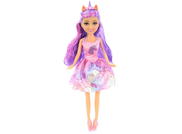 عروسک قیفی یونیکورن Sparkle Girlz مدل Rainbow Unicorn (با موی بنفش), image