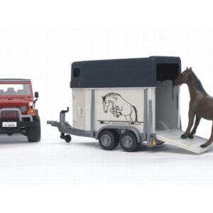 ماشین Jeep Wrangler به همراه کابین اسب برودر Bruder