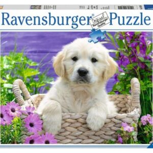 پازل 500 تکه راونزبرگر مدل سگ گلدن رتریور در سبد, image