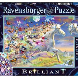 پازل 500 تکه راونزبرگر مدل یونیکورن و پروانه ها به همراه نگین, image