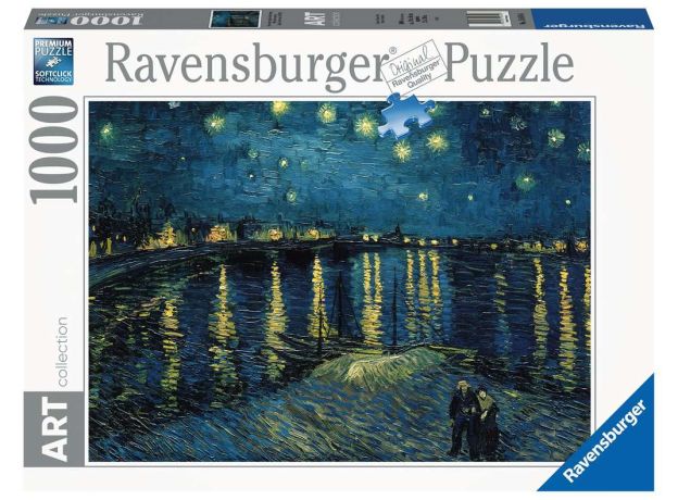 پازل 1000 تکه راونزبرگر مدل شب پرستاره بر فراز رن اثر ون گوگ, image