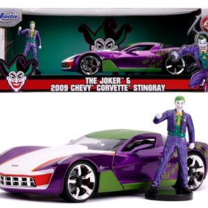ماشین فلزی 2009 Chevy Corvette Stingray و فیگور فلزی جوکر با مقیاس 1:24