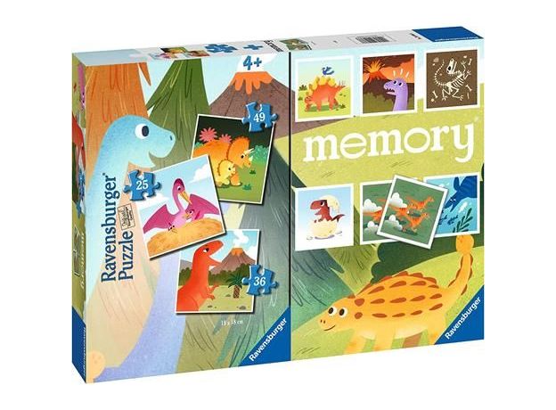 پازل 3 در 1 و بازی مموری راونزبرگر مدل دایناسور, image