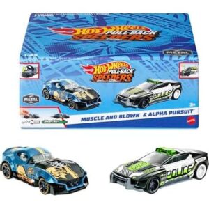 پک 2 تایی ماشین‌ های Hot Wheels سری Pull-Back Speeders مدل Muscle and Blown و Alpha Pursuit, image