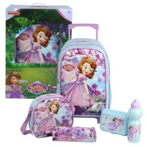 ست 5 در 1 کوله پشتی چرخدار 46 سانتی پرنسس سوفیا