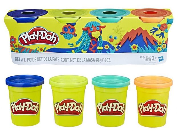 پک 4 تایی خمیربازی Play Doh (سرمه ای - سبز کم رنگ - سبز پر رنگ - نارنجی), تنوع: B5517EU4-4 Colors Prehistory, image