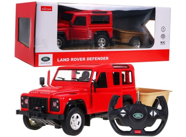 ماشین کنترلی لندرور Defender همراه با تریلر راستار با مقیاس 1:14 (قرمز), image