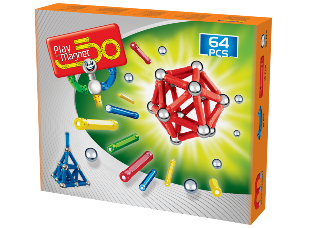 ست بازی مگنتی 64 تایی کلاسیک پلی مگنت, image