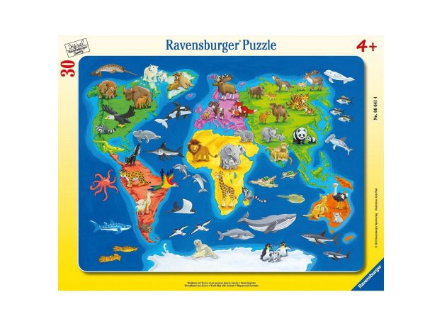 پازل 30 تکه راونزبرگر مدل نقشه حیوانات جهان, image