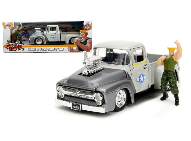 ماشین فلزی فورد 1956 مدل F-100 و فیگور فلزی Guile با مقیاس 1:24, تنوع: 253255057-Guile, image