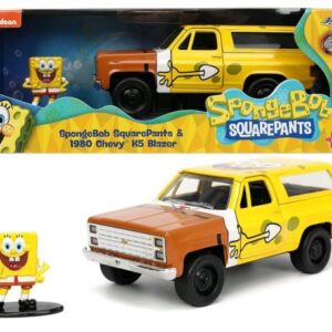 ماشین فلزی Chevy K5 Blazer 1980 و فیگور فلزی باب اسفنجی با مقیاس 1:24