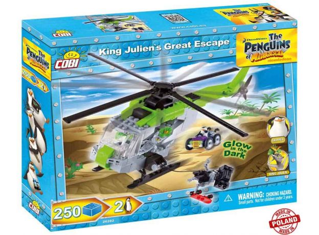 بلاک ساختنی کوبی مدل فرار بزرگ شاه ژولین ماداگاسکار با هلیکوپتر, image