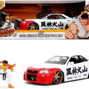 ماشین فلزی نیسان اسکای لاین 2002 مدل GT-R R34 و فیگور فلزی Ryu با مقیاس 1:24, تنوع: 253255071-Ryu, image