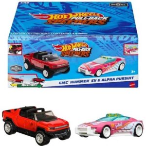 پک 2 تایی ماشین‌ های Hot Wheels سری Pull-Back Speeders مدل GMC Hummer EVو Alpha Pursuit, تنوع: HPR91-Hummer, image