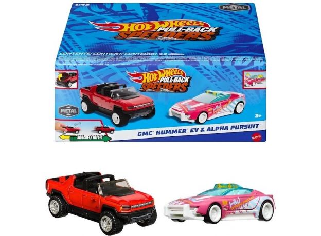 پک 2 تایی ماشین‌ های Hot Wheels سری Pull-Back Speeders مدل GMC Hummer EVو Alpha Pursuit, تنوع: HPR91-Hummer, image