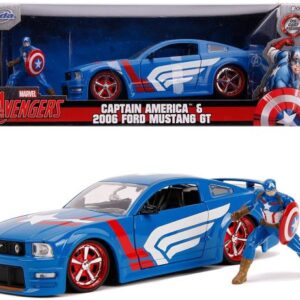 ماشین فلزی فورد مدل Mustang GT به همراه فیگور کاپیتان آمریکا با مقیاس 1:24, image