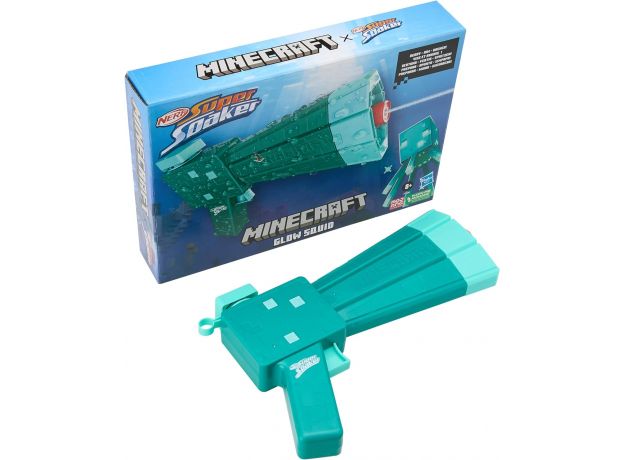 تفنگ آبپاش نرف Nerf مدل Super Soaker Minecraft Glow Squid, image