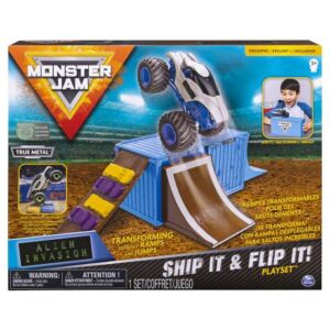 ماشین Monster Jam مدل Alien Invasion به همراه پیست پرش با مقیاس 1:64