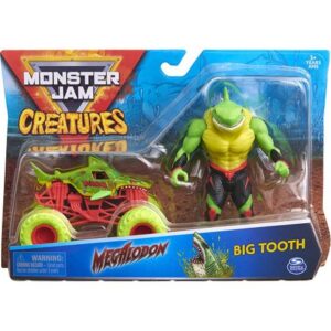 ست ماشین و فیگور Monster Jam سری Creatures با مقیاس 1:64 مدل Big Tooth (سبز)