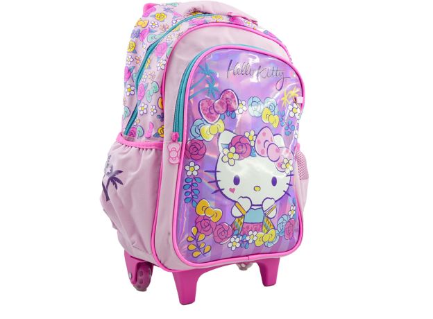 کوله پشتی چرخدار 40 سانتی هلو کیتی گلدار, image