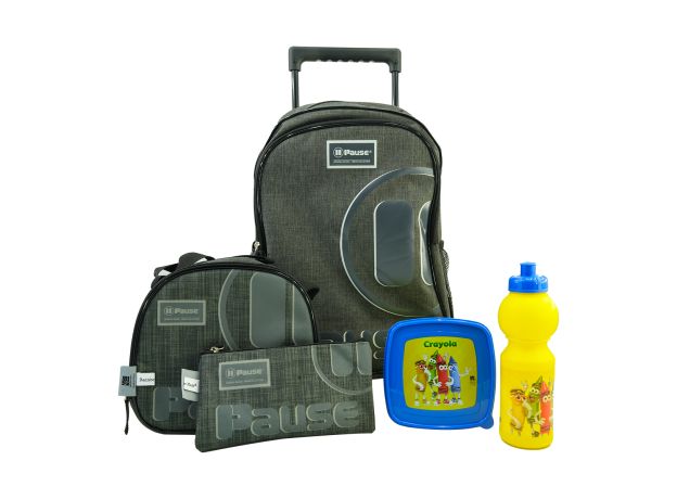 ست 6 در 1 کوله پشتی چرخدار 40 سانتی Pause مدل طوسی, image