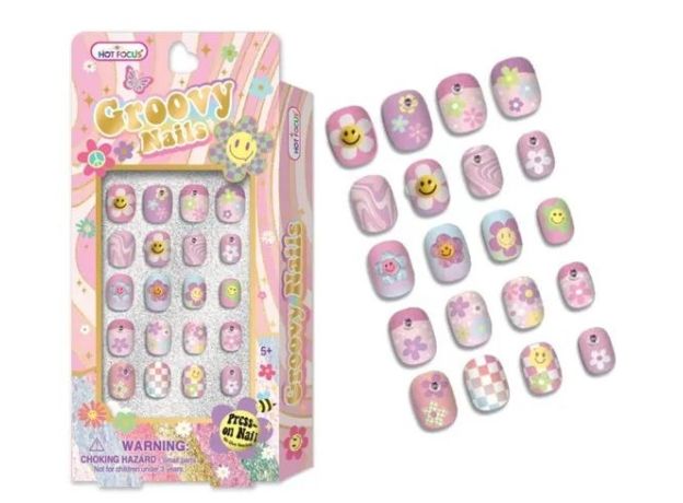 پک 20 تایی ناخن مصنوعی Groovy Nails مدل گل, image