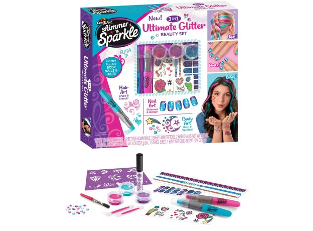 ست لوازم طراحی ناخن، آرایش مو و تتوی بدن Shimmer N Sparkle, image