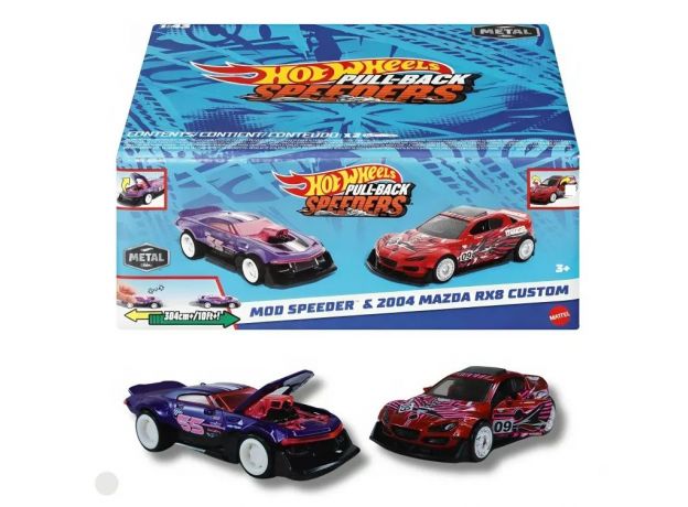 پک 2 تایی ماشین‌ های Hot Wheels سری Pull-Back Speeders مدل Mod Speederو 2004 Mazda, تنوع: HPR91-Mazda, image