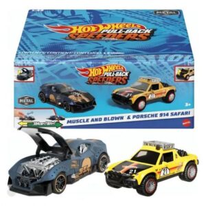 پک 2 تایی ماشین‌ های Hot Wheels سری Pull-Back Speeders مدل Muscleو Porsche 914 Safari, تنوع: HPR91-Porsche, image